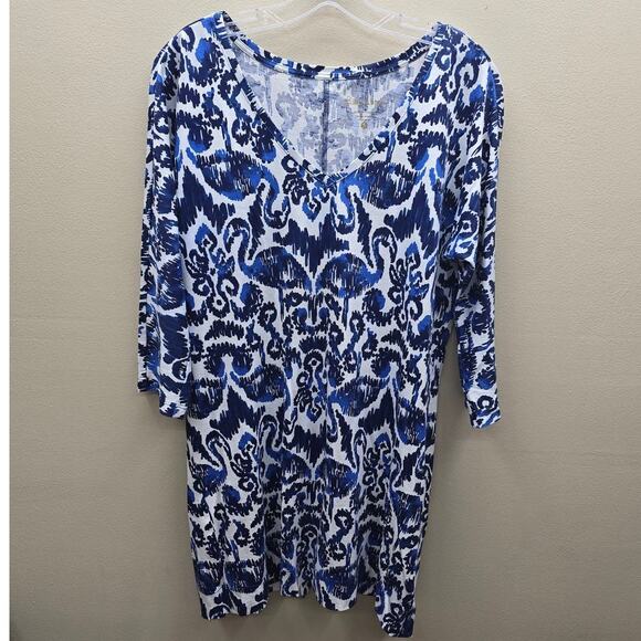 Lilly Pulitzer Cori Short Dress Flamingos Print Blue and White Size Small Resort - Picture 1 of 6